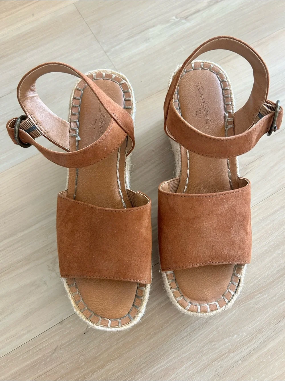 Universal Thread Tan Suede Espadrille Wedge Sandals